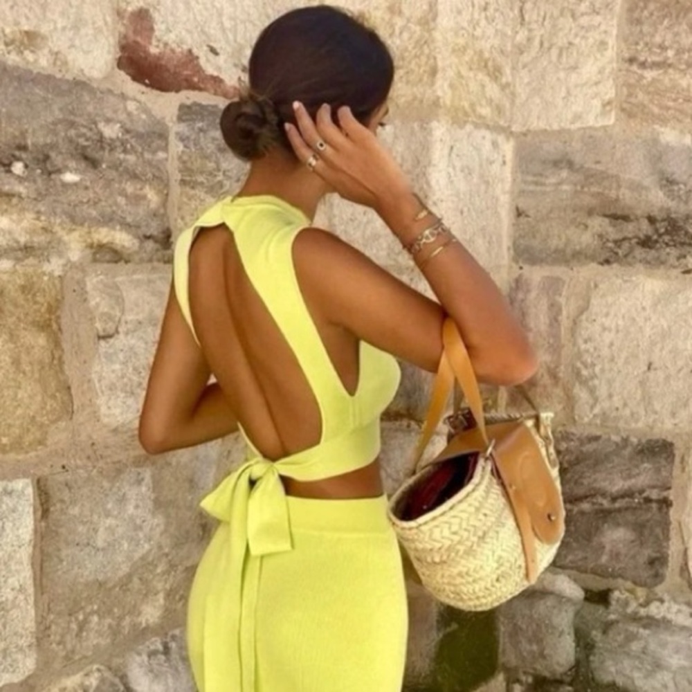 ZARA Knit Halter Top and Slit
Midi Skirt Sets